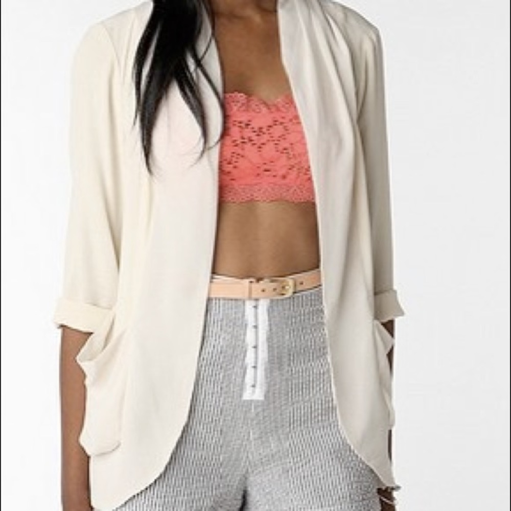 Kimchi Blue Mixed Material cream blazer